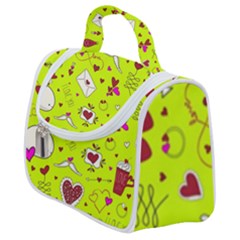 Valentin s Day Love Hearts Pattern Red Pink Green Satchel Handbag by EDDArt