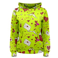 Valentin s Day Love Hearts Pattern Red Pink Green Women s Pullover Hoodie by EDDArt