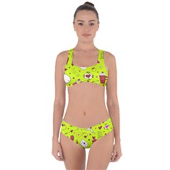 Valentin s Day Love Hearts Pattern Red Pink Green Criss Cross Bikini Set by EDDArt