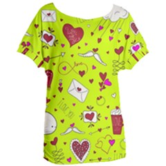 Valentin s Day Love Hearts Pattern Red Pink Green Women s Oversized Tee by EDDArt