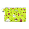 Valentin s Day Love Hearts Pattern Red Pink Green Canvas Cosmetic Bag (Large) View1