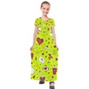 Valentin s Day Love Hearts Pattern Red Pink Green Kids  Short Sleeve Maxi Dress View1