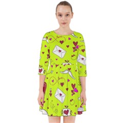 Valentin s Day Love Hearts Pattern Red Pink Green Smock Dress by EDDArt