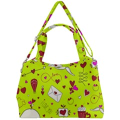 Valentin s Day Love Hearts Pattern Red Pink Green Double Compartment Shoulder Bag by EDDArt