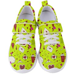 Valentin s Day Love Hearts Pattern Red Pink Green Women s Velcro Strap Shoes by EDDArt