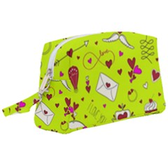 Valentin s Day Love Hearts Pattern Red Pink Green Wristlet Pouch Bag (large) by EDDArt