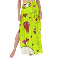 Valentin s Day Love Hearts Pattern Red Pink Green Maxi Chiffon Tie-up Sarong by EDDArt