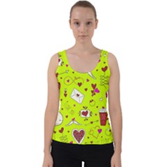 Valentin s Day Love Hearts Pattern Red Pink Green Velvet Tank Top by EDDArt