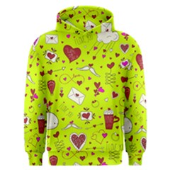 Valentin s Day Love Hearts Pattern Red Pink Green Men s Overhead Hoodie by EDDArt