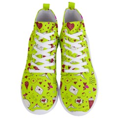 Valentin s Day Love Hearts Pattern Red Pink Green Men s Lightweight High Top Sneakers by EDDArt