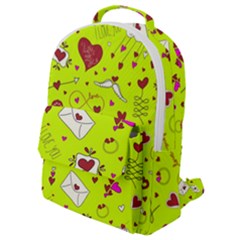 Valentin s Day Love Hearts Pattern Red Pink Green Flap Pocket Backpack (small) by EDDArt