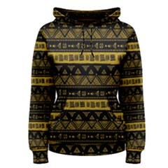 Native American Ornaments Watercolor Pattern Black Gold Women s Pullover Hoodie by EDDArt