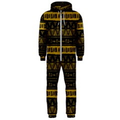 Native American Ornaments Watercolor Pattern Black Gold Hooded Jumpsuit (men)  by EDDArt