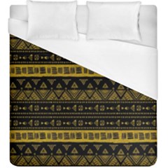 Native American Ornaments Watercolor Pattern Black Gold Duvet Cover (king Size) by EDDArt