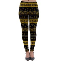 Native American Ornaments Watercolor Pattern Black Gold Lightweight Velour Leggings by EDDArt