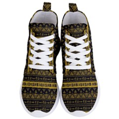 Native American Ornaments Watercolor Pattern Black Gold Women s Lightweight High Top Sneakers by EDDArt