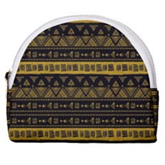 Native American Ornaments Watercolor Pattern Black Gold Horseshoe Style Canvas Pouch by EDDArt