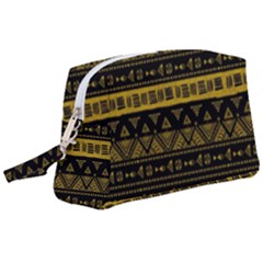 Native American Ornaments Watercolor Pattern Black Gold Wristlet Pouch Bag (large) by EDDArt