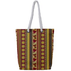 Traditional Africa Border Wallpaper Pattern Colored 4 Full Print Rope Handle Tote (small) by EDDArt