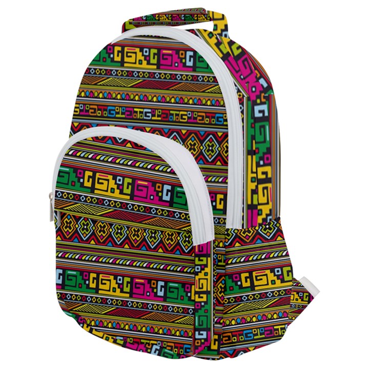 Traditional Africa Border Wallpaper Pattern Colored Rounded Multi Pocket Backpack