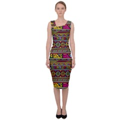 Traditional Africa Border Wallpaper Pattern Colored Sleeveless Pencil Dress by EDDArt