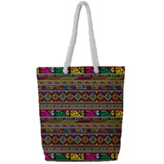 Traditional Africa Border Wallpaper Pattern Colored Full Print Rope Handle Tote (small) by EDDArt