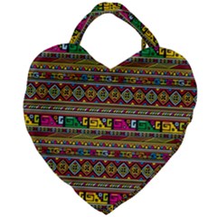 Traditional Africa Border Wallpaper Pattern Colored Giant Heart Shaped Tote by EDDArt