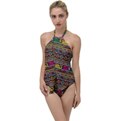 Traditional Africa Border Wallpaper Pattern Colored Go With The Flow One Piece Swimsuit by EDDArt