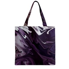 Purple Marble Digital Abstract Zipper Grocery Tote Bag