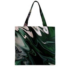 Green Marble Digital Abstract Zipper Grocery Tote Bag