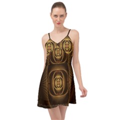 Fractal Copper Amber Abstract Summer Time Chiffon Dress by Pakrebo