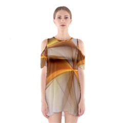 Abstract Gold White Background Shoulder Cutout One Piece Dress by Pakrebo