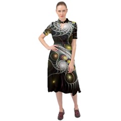 Fractal Bulbs Fantasy Curve Keyhole Neckline Chiffon Dress by Pakrebo