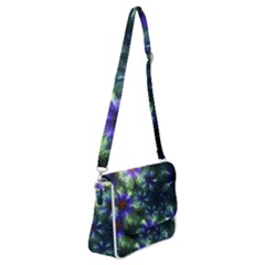 Fractal Painting Blue Floral Shoulder Bag With Back Zipper