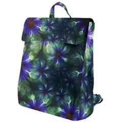 Fractal Painting Blue Floral Flap Top Backpack by Pakrebo