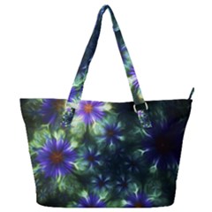 Fractal Painting Blue Floral Full Print Shoulder Bag by Pakrebo