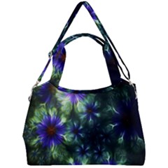 Fractal Painting Blue Floral Double Compartment Shoulder Bag by Pakrebo