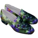 Fractal Painting Blue Floral Women s Chunky Heel Loafers View3