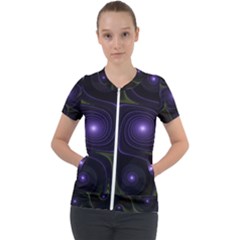 Fractal Colors Pattern Abstract Short Sleeve Zip Up Jacket by Pakrebo