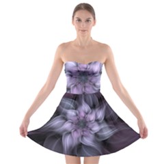 Fractal Flower Lavender Art Strapless Bra Top Dress by Pakrebo