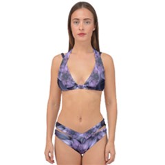 Fractal Flower Lavender Art Double Strap Halter Bikini Set