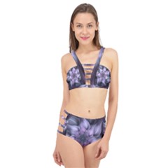 Fractal Flower Lavender Art Cage Up Bikini Set by Pakrebo