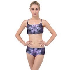 Fractal Flower Lavender Art Layered Top Bikini Set