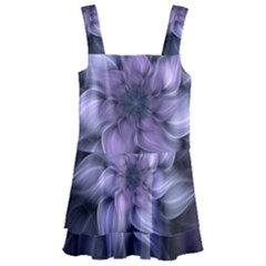 Fractal Flower Lavender Art Kids  Layered Skirt Swimsuit by Pakrebo