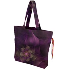 Fractal Pink Lavender Flower Bloom Drawstring Tote Bag by Pakrebo