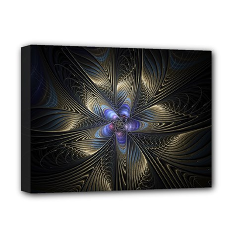 Fractal Blue Abstract Fractal Art Deluxe Canvas 16  X 12  (stretched)  by Pakrebo