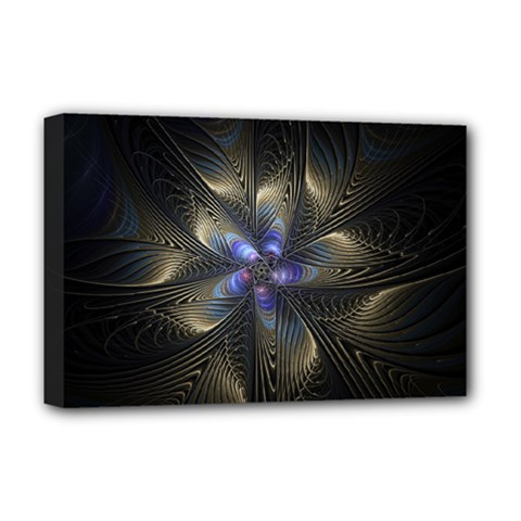 Fractal Blue Abstract Fractal Art Deluxe Canvas 18  X 12  (stretched) by Pakrebo