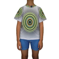 Fractal Mandala White Background Kids  Short Sleeve Swimwear