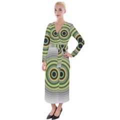 Fractal Mandala White Background Velvet Maxi Wrap Dress