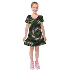 Fractal Christmas Colors Christmas Kids  Short Sleeve Velvet Dress